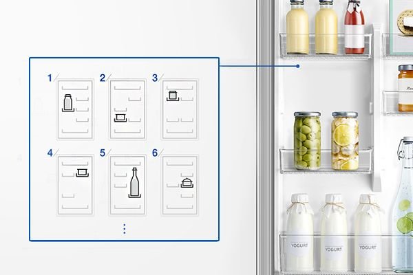 Samsung Pojemniki w drzwiach. Łatwa, samodzielna regulacja