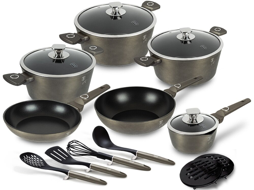 Zestaw garnków BERLINGER HAUS Crystal Collection BH 7167 15 elementów stylowy wygląd, elegancja, dopasowane do wystroju kuchni