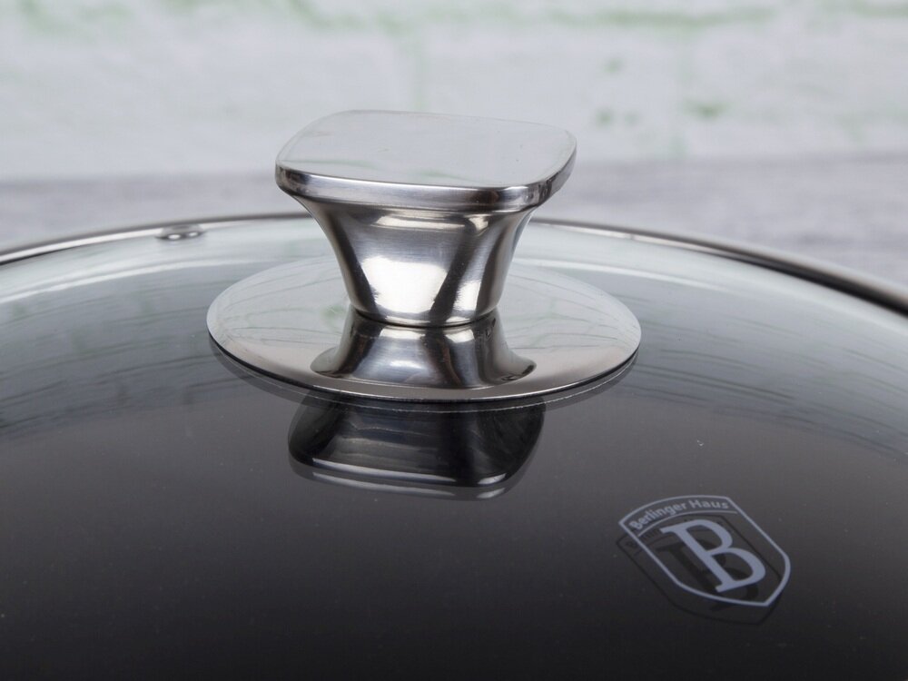 Zestaw garnków BERLINGER HAUS Crystal Collection BH 7167 15 elementów pokrywy ze szkła hartowanego t glass, pokrętła ze stali nierdzewnej, trwałość, odporność na uszkodzenia