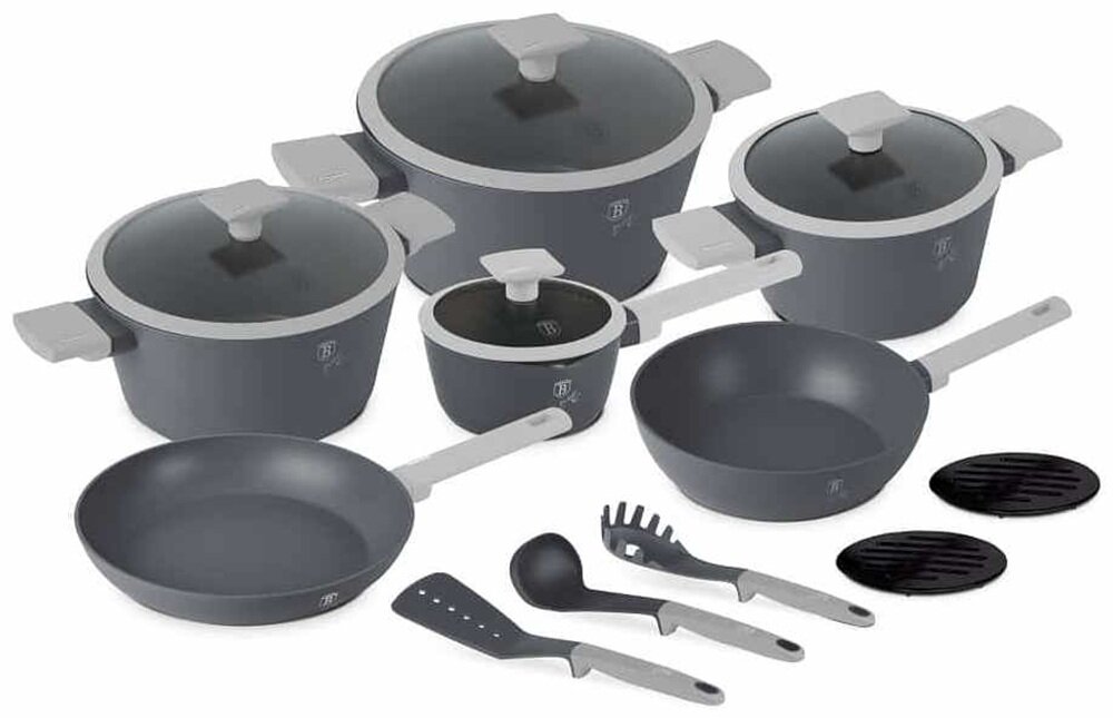 Zestaw garnków BERLINGER HAUS Aspen BH 8245 15 elementów stylowy design, subtelna elegancja, minimalistyczny charakter 