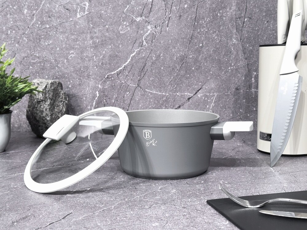 Zestaw garnków BERLINGER HAUS Aspen BH 8245 15 elementów pokrywki z hartowanego szkła, system miękkiego domykania, funkcja cedzenia