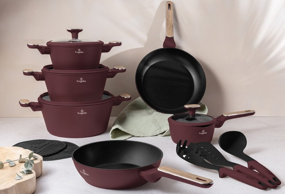 Zestaw garnków BERLINGER HAUS Leonardo Nordic BH-8306 15 elementów dno turbo induction, równomierne nagrzewanie, do wszystkich rodzajów kuchenek