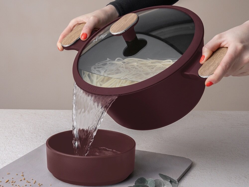 Zestaw garnków BERLINGER HAUS Leonardo Nordic BH-8306 15 elementów hartowane szkło, funkcja cedzenia, ergonomiczne, nienagrzewające się