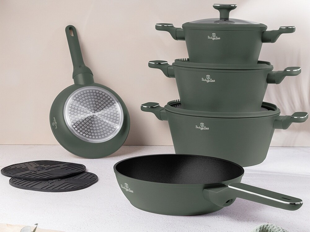Zestaw patelni i garnków BERLINGER HAUS Matte Green Collection BH-8207 10 elementów kv początek opisu