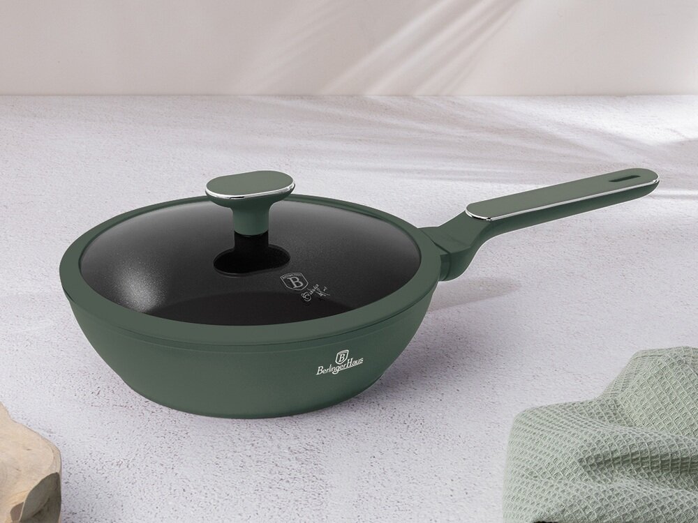 Zestaw patelni i garnków BERLINGER HAUS Matte Green Collection BH-8207 10 elementów trwałe, kute aluminium, szybka reakcja na zmianę temperatury, stabilne nagrzewanie