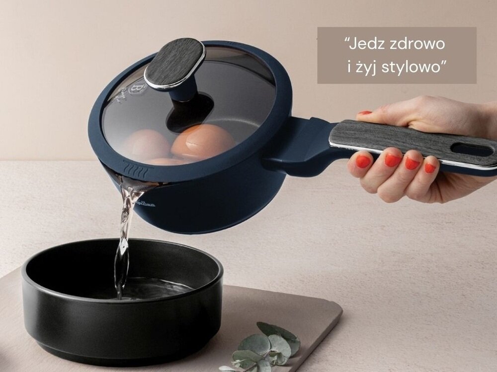 Zestaw garnków BERLINGER HAUS Deep Sea BH 8382 15 elementów pokrywy ze szkła hartowanego, otwór odprowadzający parę, silikonowe elementy, uchwyt soft touch