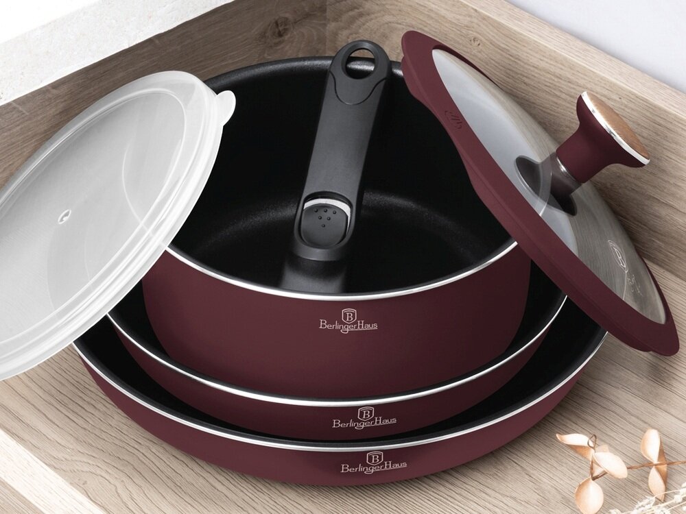 Zestaw patelni i garnków BERLINGER HAUS Leonardo Nordic BH-8418 13 elementów szybkie i równomierne nagrzewanie, oszczędność energii, kompatybilne ze wszystkimi typami kuchenek