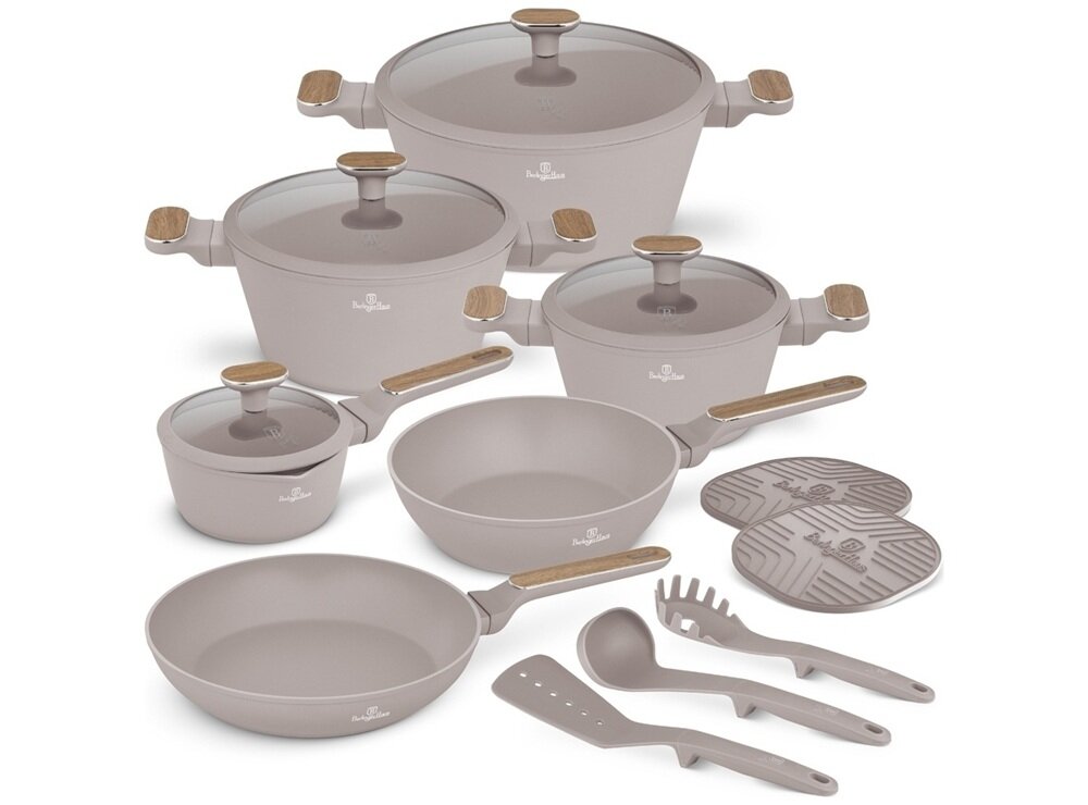 Zestaw garnków BERLINGER HAUS Taupe BH-8344 15 elementów luksusowy wygląd, do każdej kuchni, elegancki wygląd