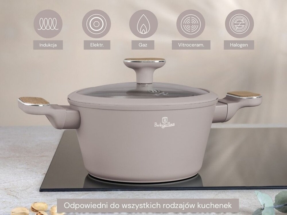Zestaw garnków BERLINGER HAUS Taupe BH-8344 15 elementów hartowane szkło, stal nierdzewna, trwałość, odporność na temperaturę