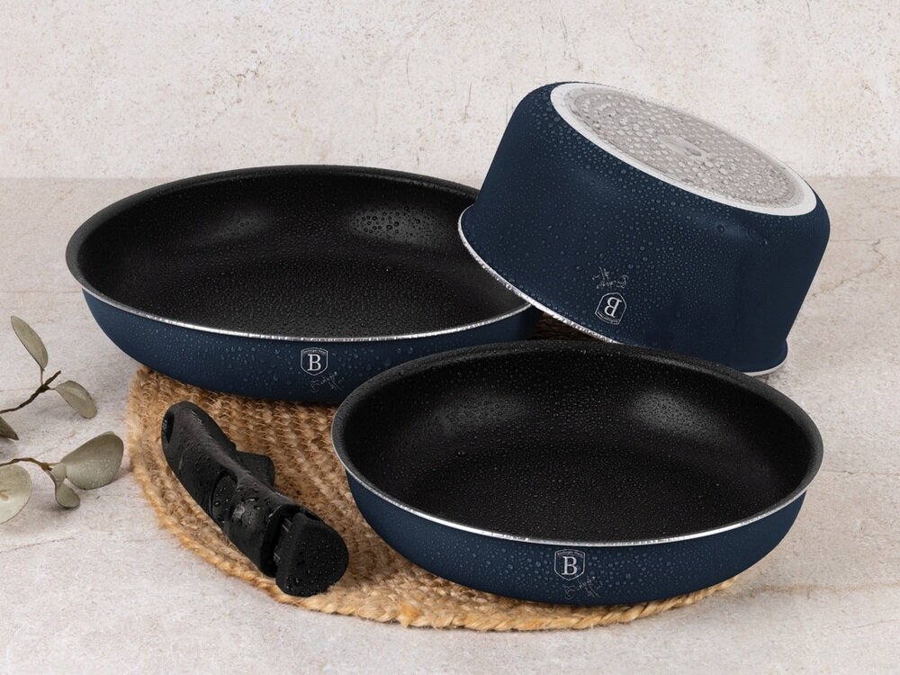 Zestaw patelni i garnków BERLINGER HAUS Deep Sea BH-8417 13 elementów aluminium, 3-warstwowa powłoka nieprzywierająca, mniejsza ilość tłuszczu