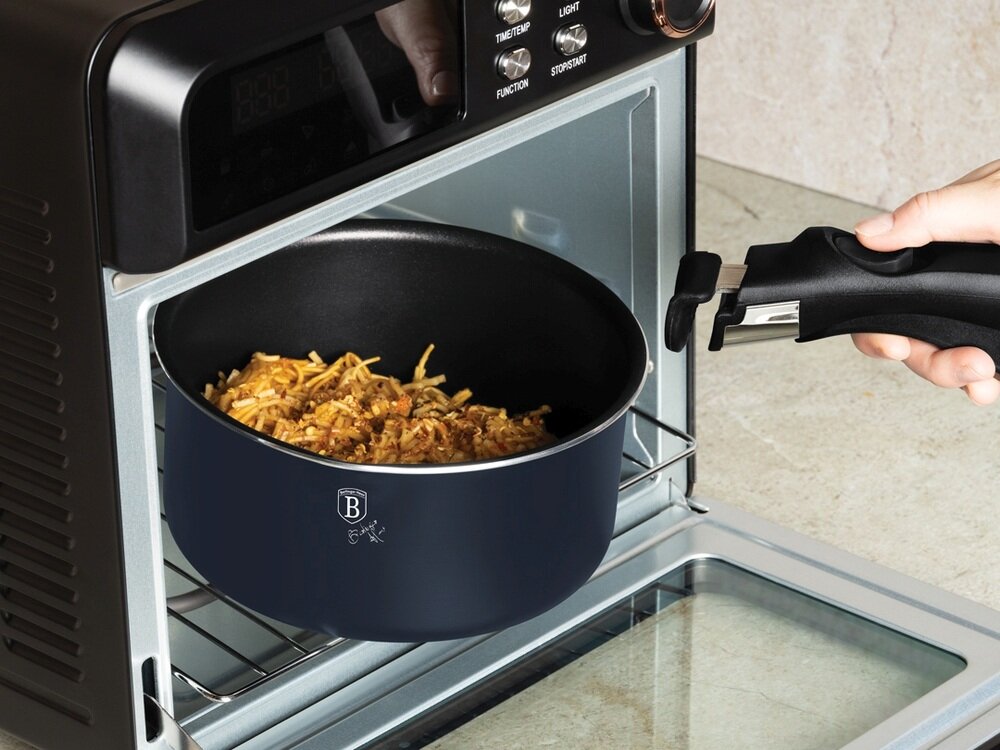 Zestaw patelni i garnków BERLINGER HAUS Deep Sea BH-8417 13 elementów odpinany uchwyt, szybkie i stabilne mocowanhie, można używać w piekarniku