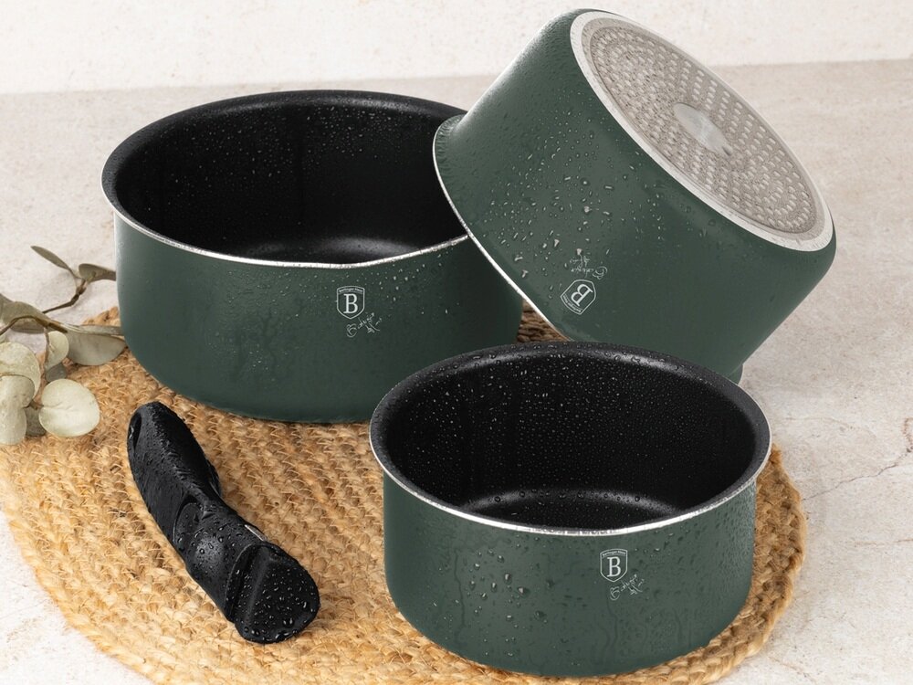 Zestaw patelni i garnków BERLINGER HAUS Matte Green Collection BH-8423 13 elementów kv początek opisu