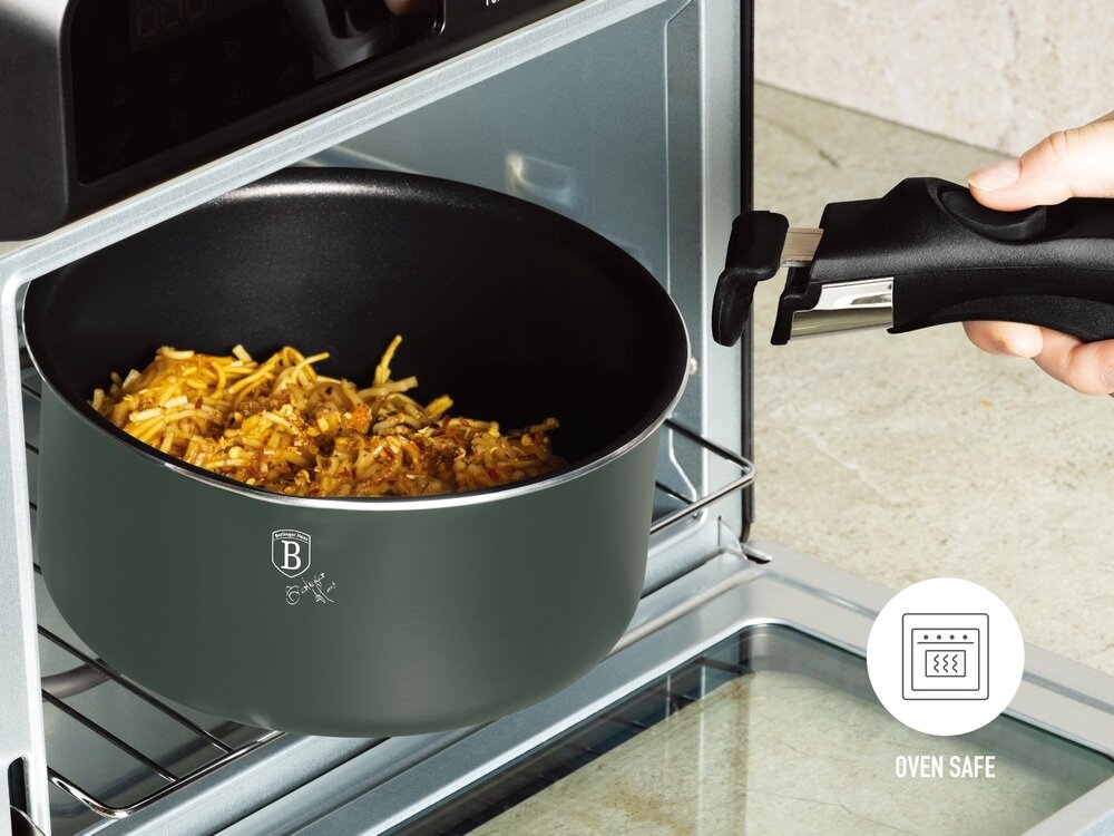 Zestaw patelni i garnków BERLINGER HAUS Matte Green Collection BH-8423 13 elementów aluminium, 3-warstwowa powłoka nieprzywierająca, mniejsza ilość tłuszczu