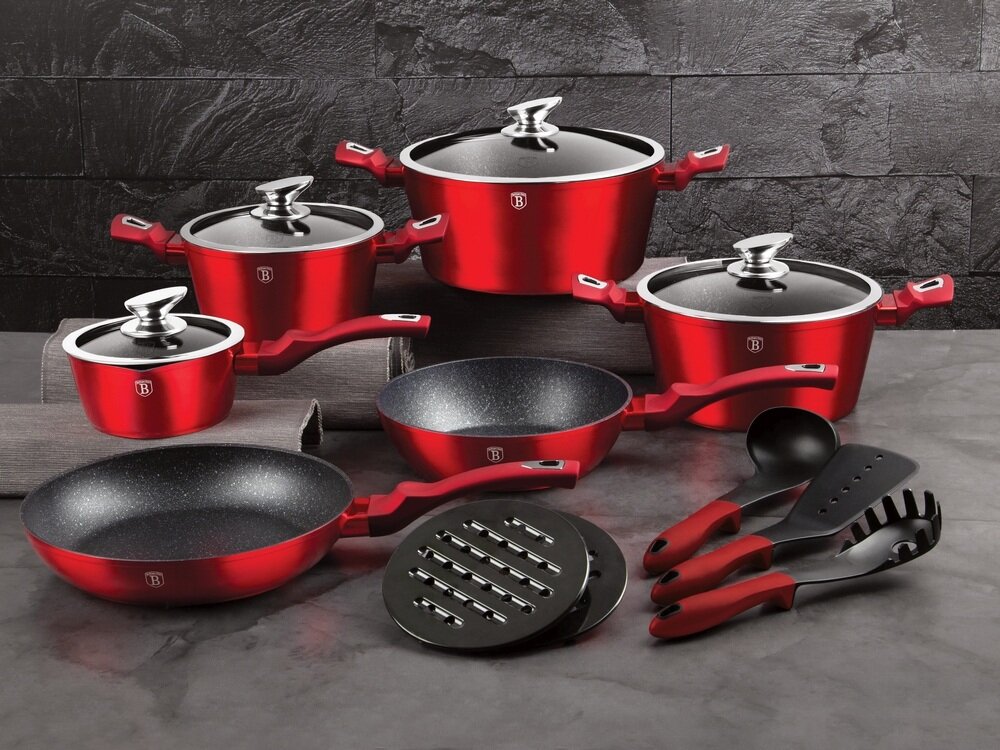 Zestaw garnków BERLINGER HAUS Metallic Burgundy BH-1226NN 15 elementów kv początek opisu