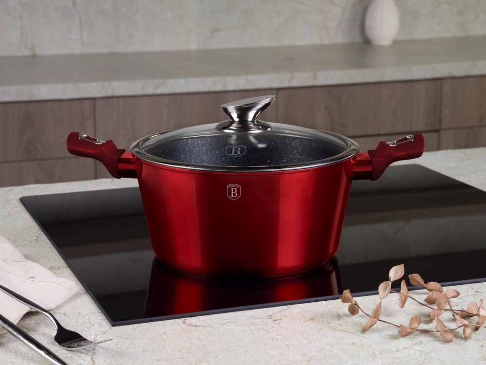 Zestaw garnków BERLINGER HAUS Metallic Burgundy BH-1226NN 15 elementów szybkie i równomierne nagrzewanie, oszczędność energii