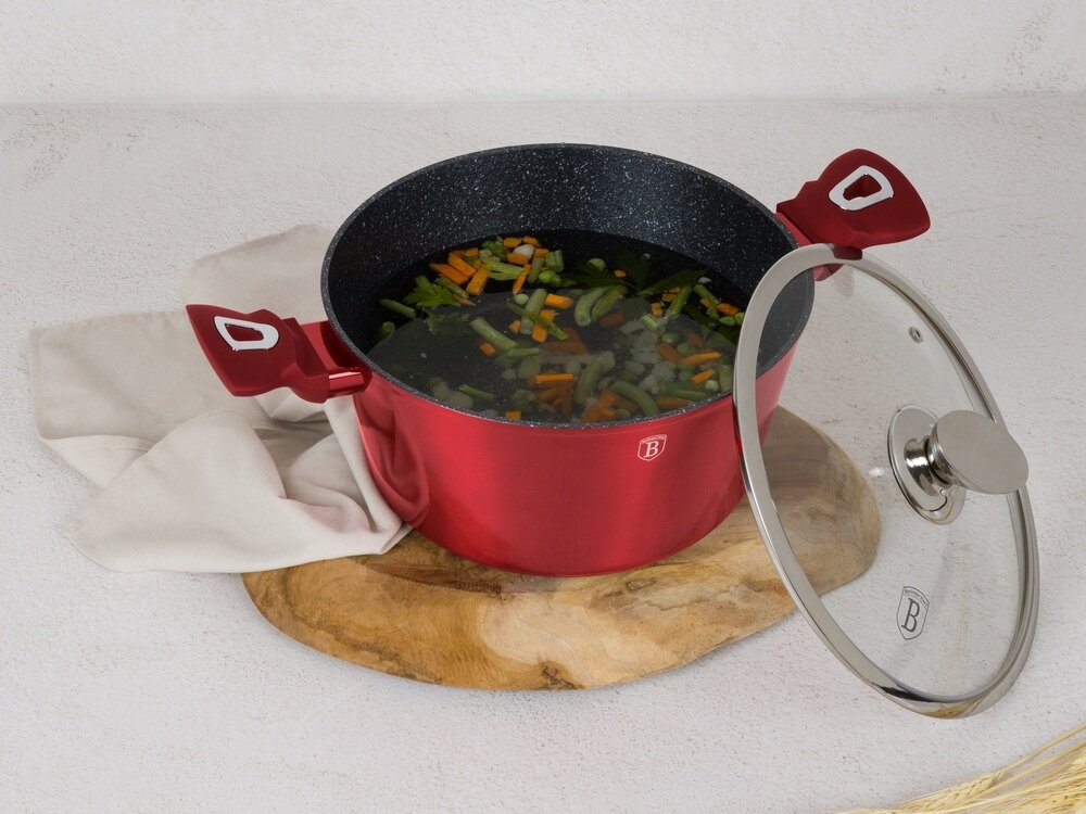 Zestaw garnków BERLINGER HAUS Metallic Burgundy BH-1226NN 15 elementów materiały wolne od pfoa, bezpieczne dla zdrowia, łatwe w czyszczeniu