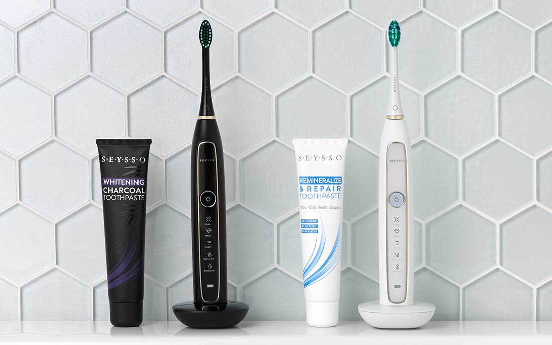 Szczoteczka soniczna SEYSSO Gold White Special Collection wbudowany timer skutecznie wygodnie