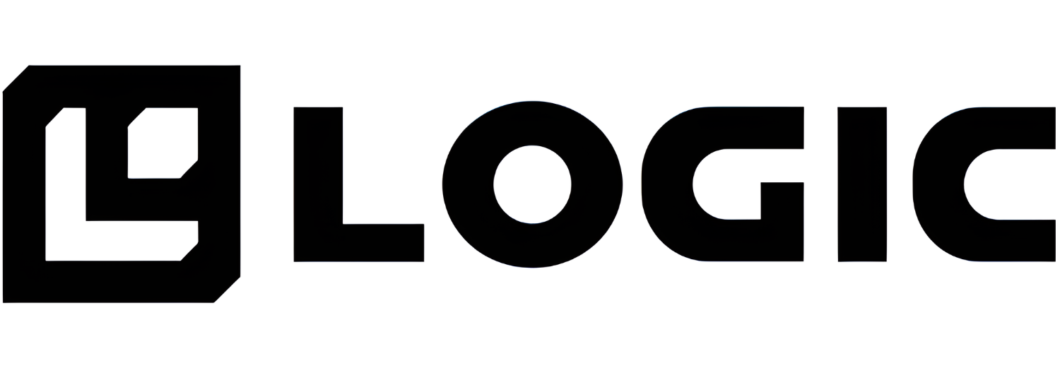 Logo z napisem \'LOGIC\' obok stylizowanego symbolu przypominającego literę \'L\'.
