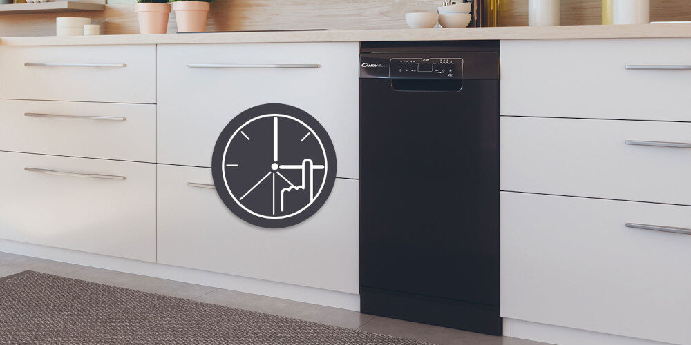 ZMYWARKA CANDY CDPH 2L1047B BRAVA Opóźnienie startu o 3-6-9 h planowanie start praca zmywarki godzina taryfa nocne niższe koszty zużycia