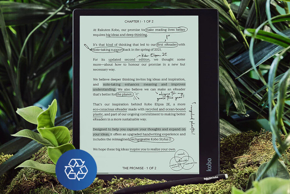 Czytnik E-Booków KOBO Elipsa 2E Czarny materiały recykling środowisko