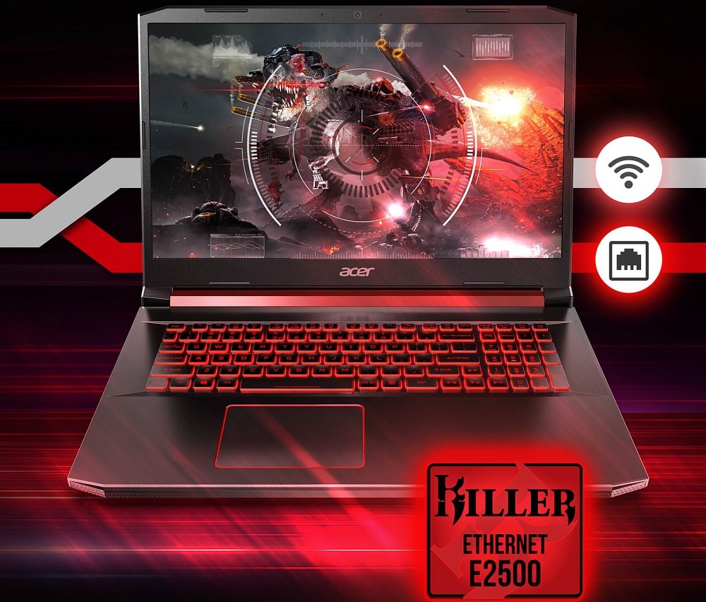 Laptop ACER Nitro 5 AN517-51 Wifi łaćzność karta sieciowa Killer Ethernet E2500 streaming