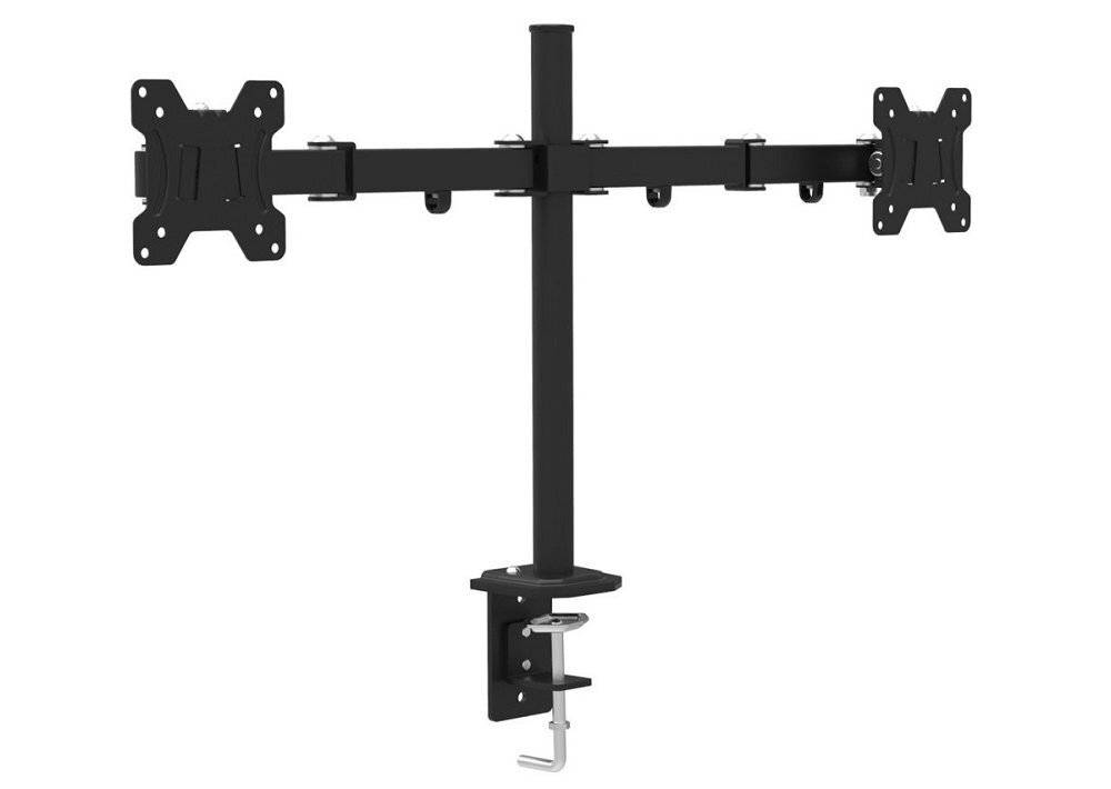 ART L-02A ART L-02A montażowi do biurka ekranami 13-27 cali małych monitorów lekkie telewizory udźwig do 2 x 8 kg - uchwyt od przodu na białym tle