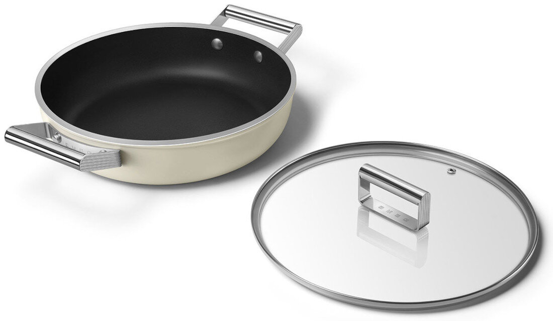 Patelnia SMEG 50's Style DPF2812CRM 28 cm Zdrowe przygotowanie Powłoka ceramiczna bez PFAS lekkie posiłki zadbać o zdrowie