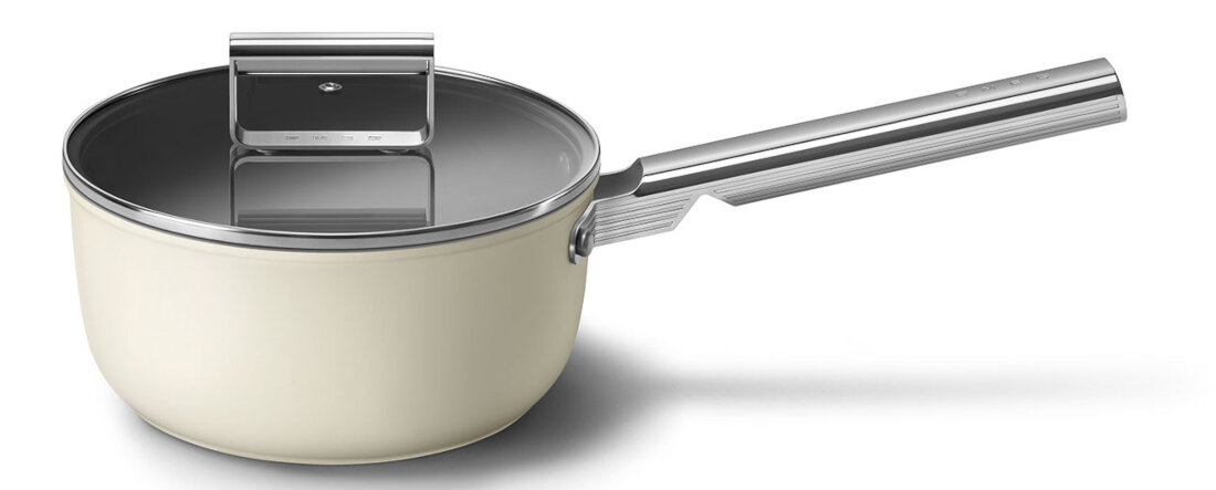 Rondel SMEG 50's Style SPF2012CRM 3.1L Funkcjonalna pokrywka Szklana pokrywka z otworem parowym  kontrola proces