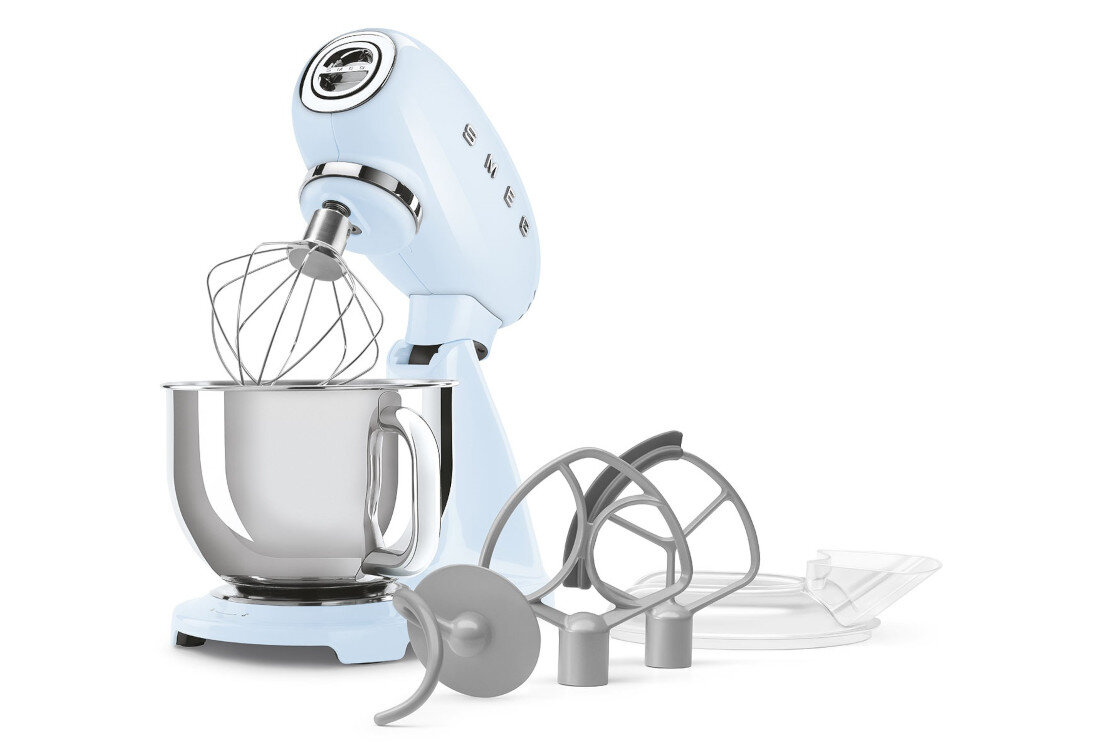 Robot kuchenny planetarny SMEG SMF05PBEU 1000W Błękitny zestaw akcesoria komplet wyposazenie
