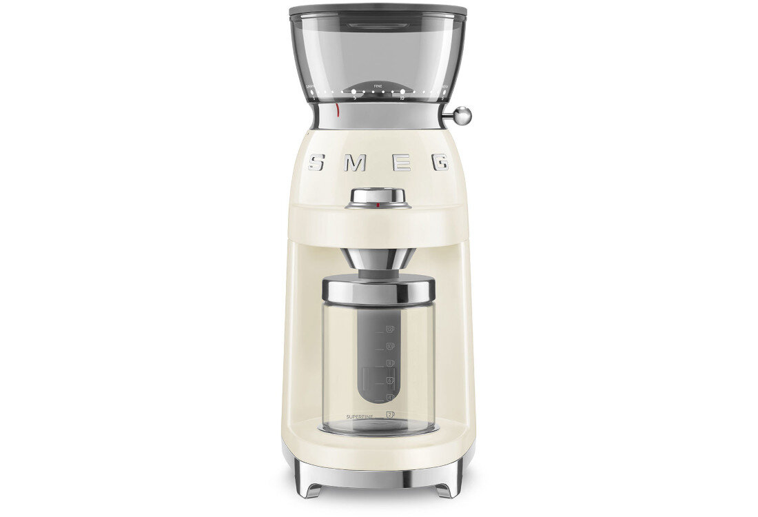 Młynek do kawy SMEG CGF03CREU Kremowy wygląd design prezentacja wizualizacja Kontrola smaku każdego dnia