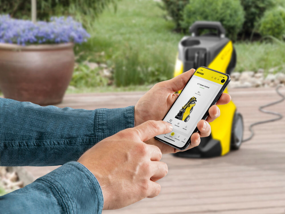 Myjka ciśnieniowa KARCHER K7 Premium Smart Control Home 1.317-246.0 smatfon z aktywną aplikacją łączność bluetooth aplikacja porady instrukcje rekomendacje asystent czyszczenia