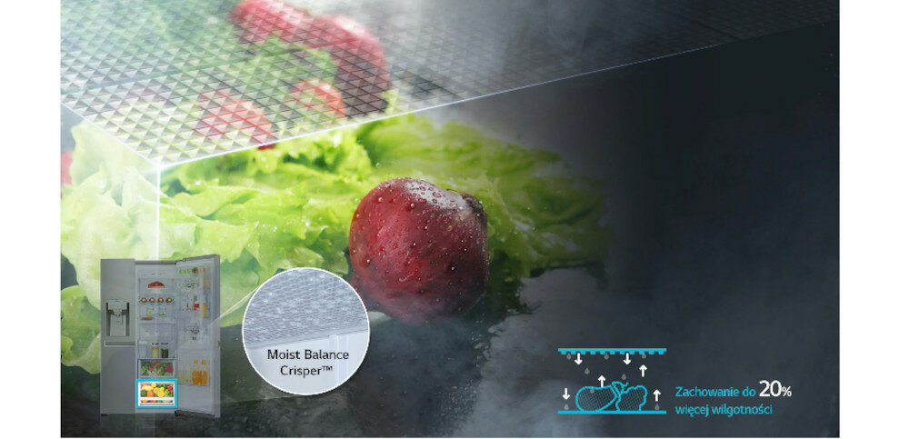 Lodówka LG GSB760PZXZ Side by side Nofrost Moist Balance Crisper™ poziom wilgotności