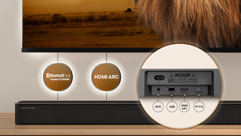 Soundbar HISENSE HS2100  - złącza