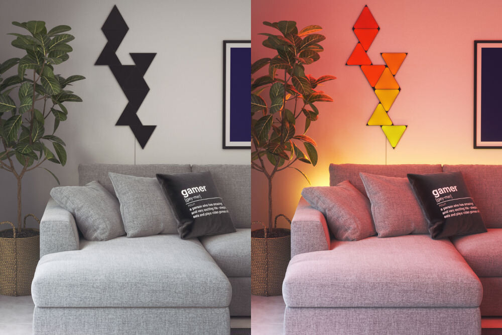 Panele świetlne NANOLEAF NL47-0102TW-9PK Czarny (9 sztuk) LayoutDetect aranżacje