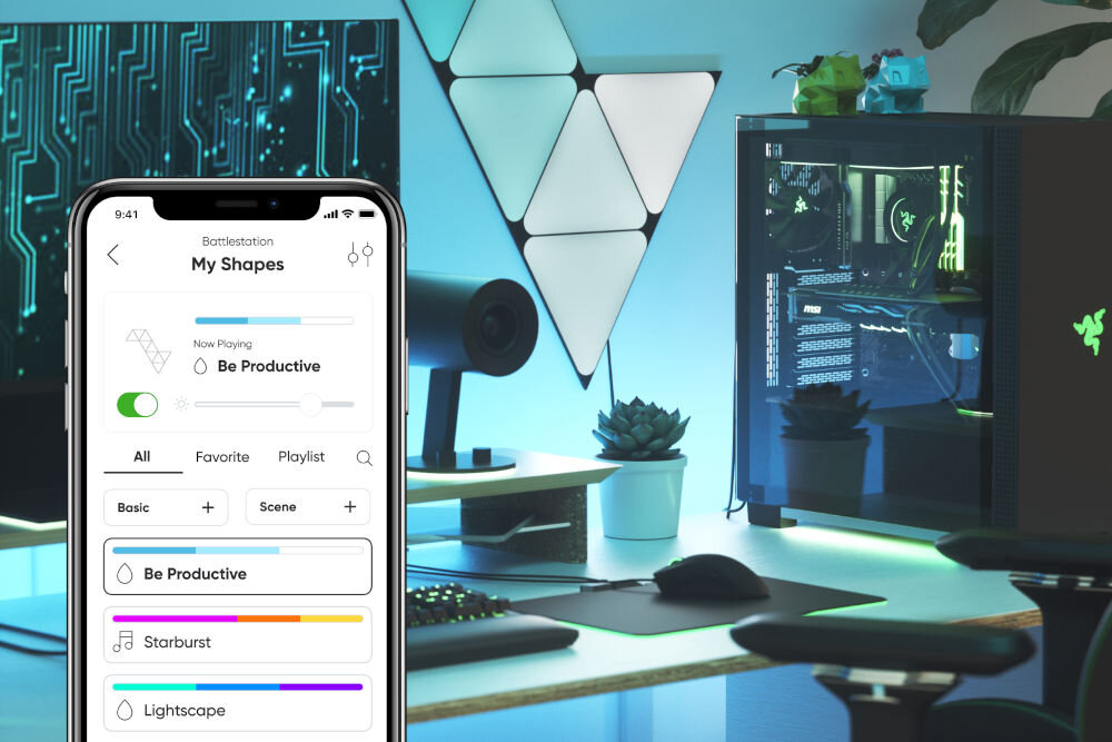 Panele świetlne NANOLEAF NL47-0102TW-9PK Czarny (9 sztuk) obsługa aplikacja pilot asystent