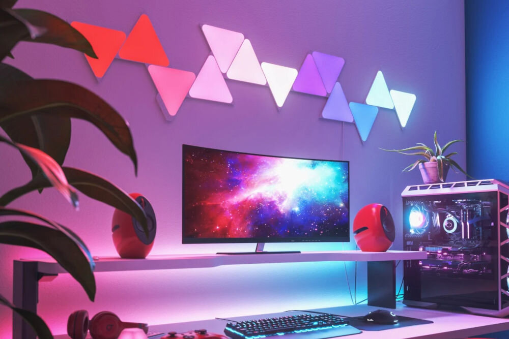 Panele świetlne NANOLEAF NL47-0102TW-9PK Czarny (9 sztuk) obsługa aplikacja pilot asystent