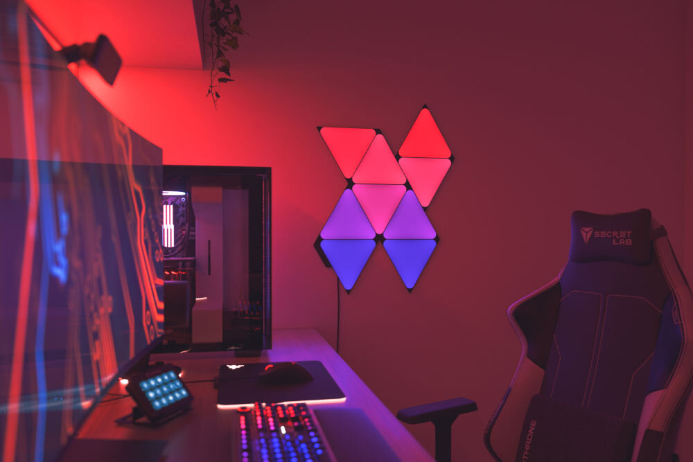 Panele świetlne NANOLEAF NL47-0102TW-9PK Czarny (9 sztuk) obsługa aplikacja pilot asystent