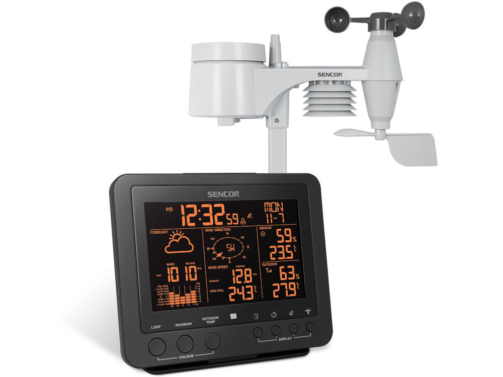 Stacja pogody SENCOR SWS 9700 urządzenie meteorologiczne szeroki zakres funkcji monitorowanie warunków pogodowych wyświetlacz true color 256 zmiennych kolorów klarowność czytelność danych technologia true black wysoki kontrast