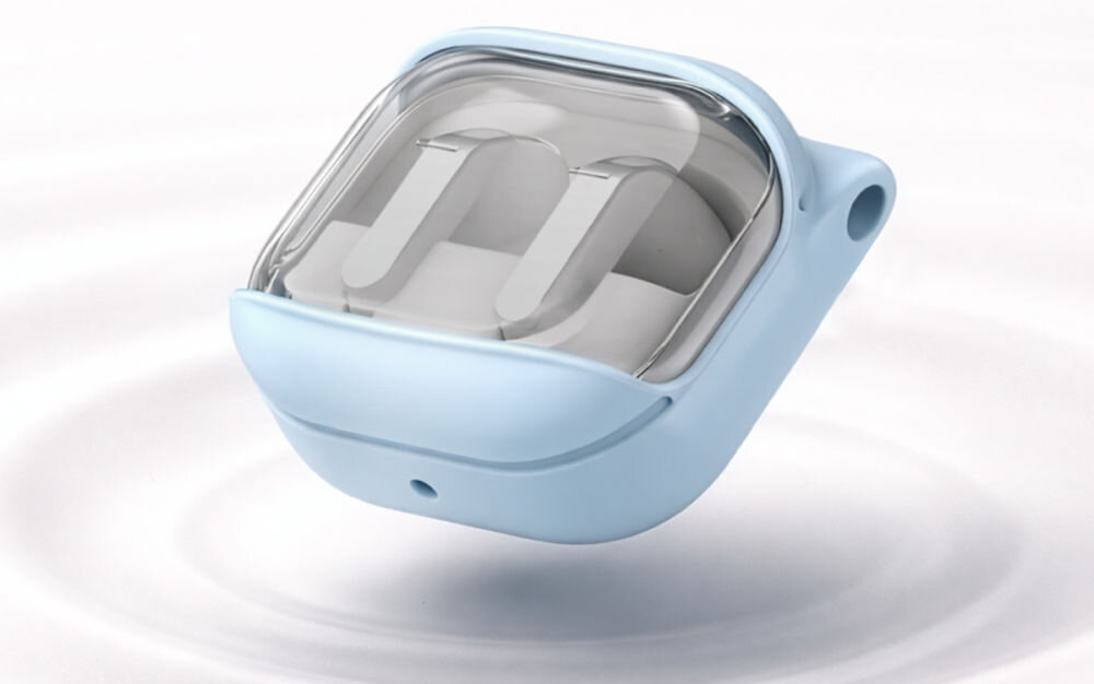 Araree Bean - miękki silikon, ochrona Galaxy Buds, wygodny chwyt, słuchawki z etui na jasnym tle