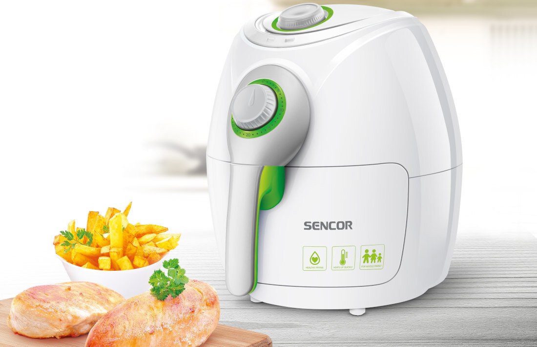 Frytkownica beztłuszczowa SENCOR SFR 3220WH Air Fryer Zdrowe smażenie w Twoim domu wygląd design tło prezentacja wizualizacja
