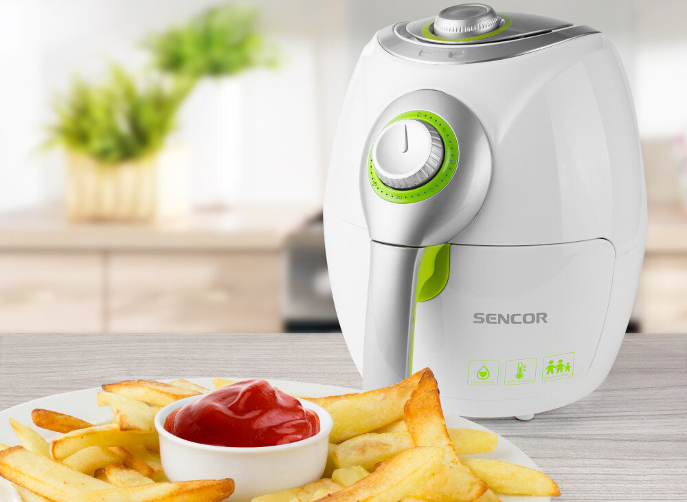 Frytkownica beztłuszczowa SENCOR SFR 3220WH Air Fryer bez oleju i zapachów przygotowanie chrupiących frytek system cyrkulacji gorącego powietrza wbudowany filtr