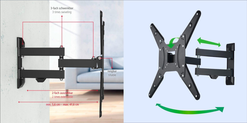 Uchwyt HAMA do TV 32-65 cali Fullmotion 220824 - Pełna regulacja