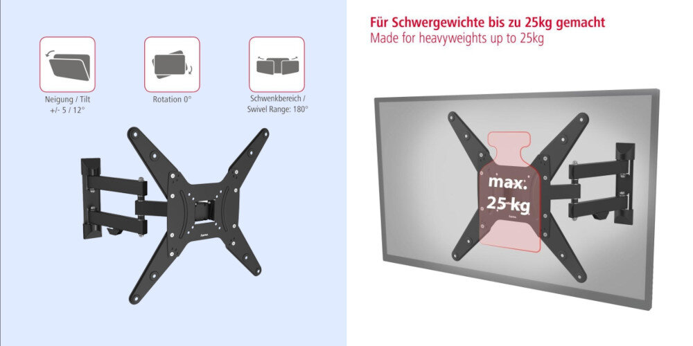 Uchwyt HAMA do TV 32-65 cali Fullmotion 220824 - Uniwersalne dopasowanie