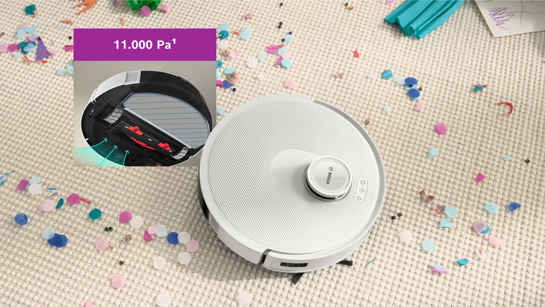 Robot sprzątający BOSCH BCRD2W Skuteczne odkurzanie siła ssania moc usuwa kurz, brud i inne zanieczyszczenia z każdej powierzchni