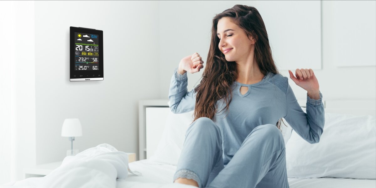 Stacja pogody HAMA Jamaica Czarny Zegar i budzik