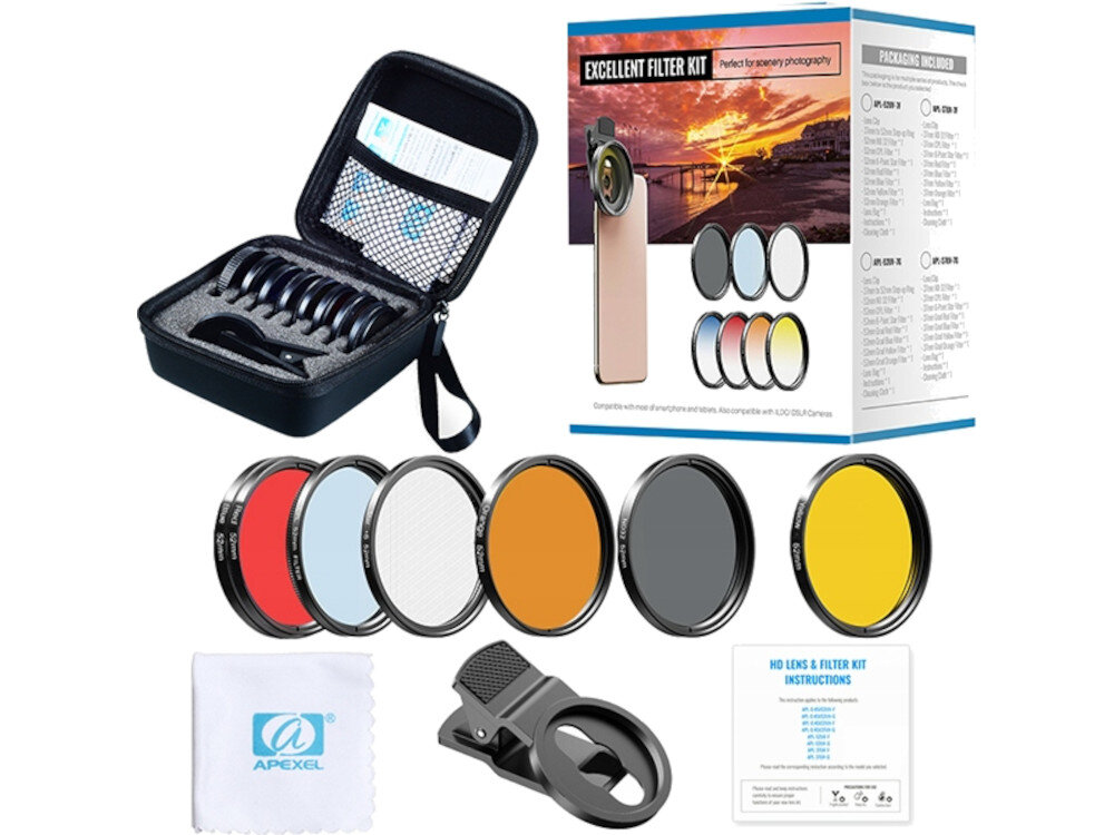 Zestaw filtrów APEXEL APL-52UV-7F akcesoria zawartość opakowanie