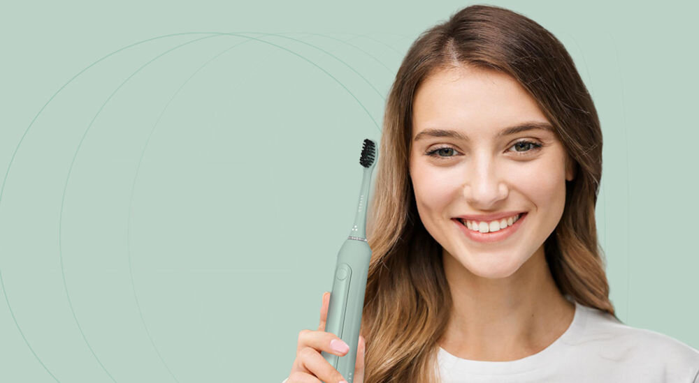 Szczoteczka soniczna SEYSSO Basic Color Aqua Grey technologia dynamicznego czyszczenia ruchy soniczne wytwarzanie mikrobąbelków skuteczne docieranie do trudno dostępnych miejsc dokładne usuwanie płytki nazębnej i przebarwień wyjątkowa skuteczność codzienne czyszczenie 