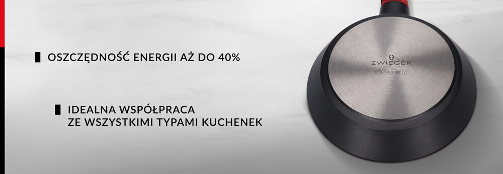 Patelnia ZWIEGER Obsidian 24 cm większa efektywność, do kuchenek indukcyjnych