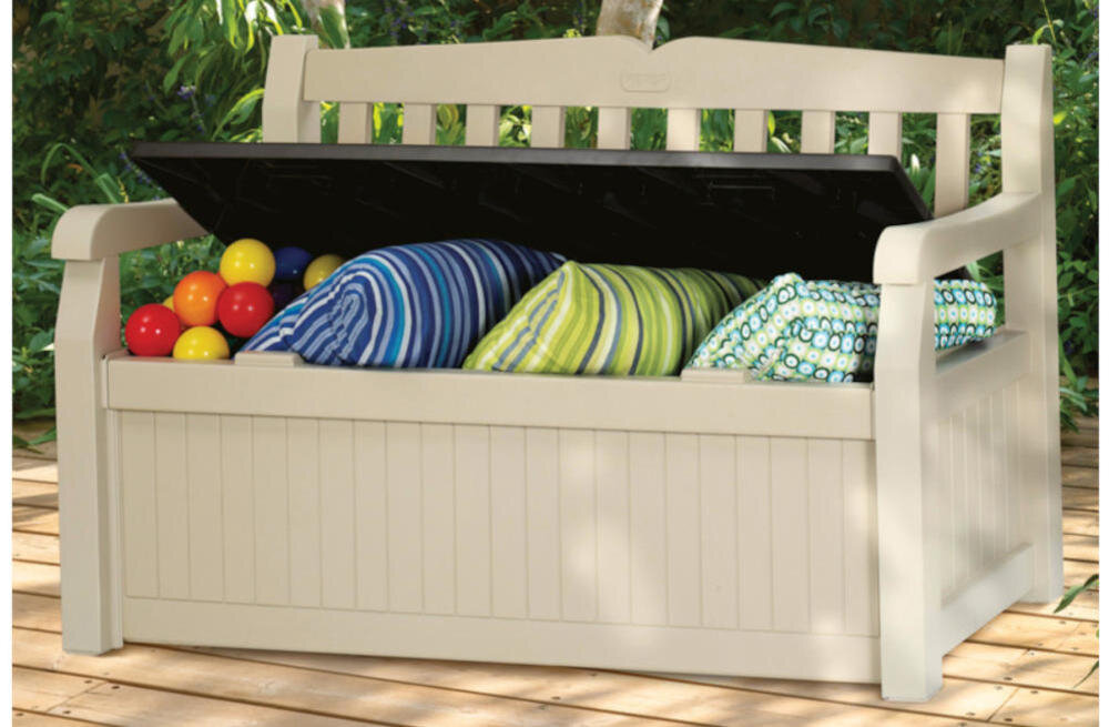 KETER ławka schowek przechowywanie pojemność skrzynia koc poduszka sprzęt rekreacyjny odprężenie 