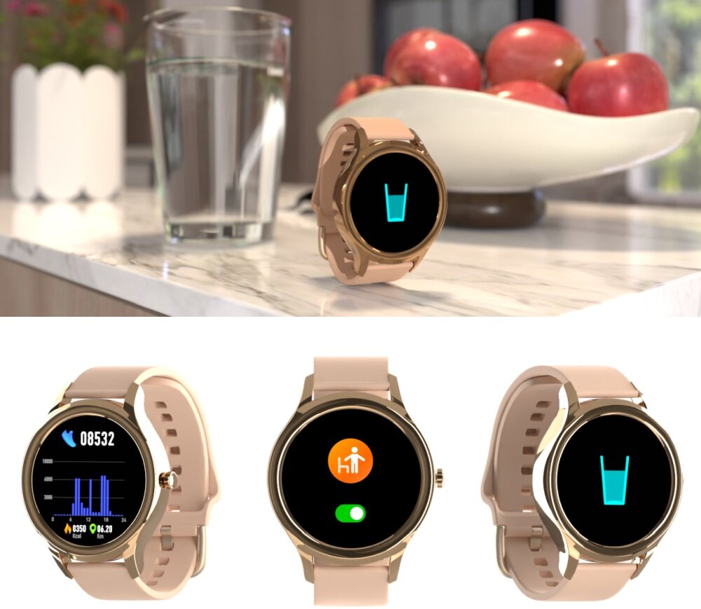 Smartwatch FOREVER Forevive 3 SB-340 ekran bateria czujniki zdrowie sport pasek ładowanie pojemność rozdzielczość łączność sterowanie krew puls rozmowy smartfon aplikacja